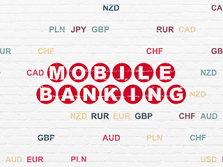 Image showing Currency concept: Mobile Banking on wall background