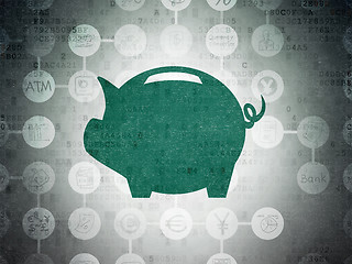 Image showing Money concept: Money Box on Digital Paper background