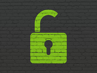 Image showing Data concept: Opened Padlock on wall background