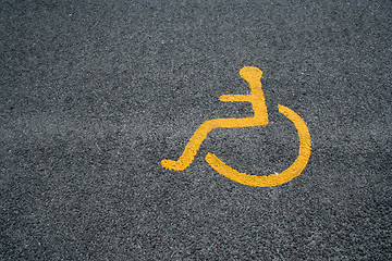 Image showing Yellow Sign For Disabled Parking