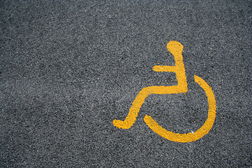 Image showing Yellow Sign For Disabled Parking