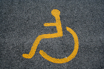 Image showing Yellow Sign For Disabled Parking