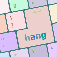 Image showing computer keyboard with words hang on enter button vector illustration