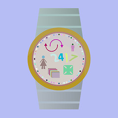 Image showing Smart watch with flat icons. Vector illustration.