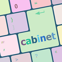 Image showing computer keyboard with the print cabinet on button vector illustration