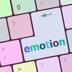 Image showing Computer keyboard with emotion key - business concept, raster vector illustration