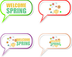Image showing Welcome Spring Holiday Card. Welcome Spring Vector. Love background. Spring Holiday Graphic. Welcome Spring Art. Spring Holiday Drawing