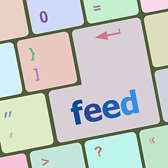 Image showing Computer white keyboard with feed. Computer white keyboard with blue button feed vector illustration