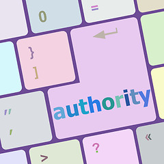 Image showing autority button on computer keyboard key vector illustration