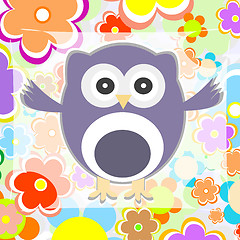 Image showing cute summer background owl with flower vector illustration