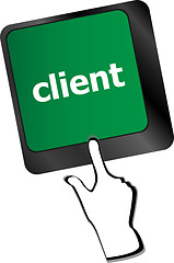 Image showing Customers Service Concept. Button on Modern Computer Keyboard with Word Clients on It