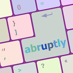 Image showing computer keyboard pc with Abruptly text vector illustration