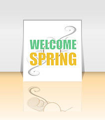 Image showing Welcome Spring Holiday Card. Welcome Spring Vector. Welcome Spring background. Spring Holiday Graphic. Welcome Spring Art. Spring Holiday Drawing