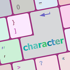 Image showing character word on keyboard key, notebook computer button vector illustration