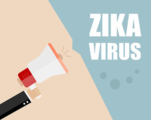 Image showing Hand holding megaphone - Attention ZIKA virus, vector illustration