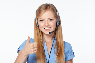 Image showing Woman support phone operator in headset
