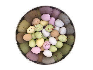 Image showing Colorful chocolate easter eggs isolated
