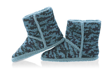 Image showing Warm slippers with camouflage print