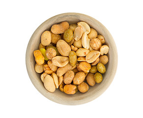 Image showing Fresh mixed salted nuts in a bowl, peanut mix