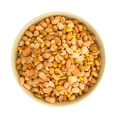 Image showing Fresh mixed salted nuts in a bowl, peanut mix