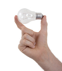 Image showing Hand holding an light bulb 