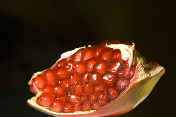 Image showing Open Pomegranate over black