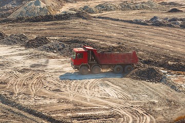 Image showing Excavation site with construction machine