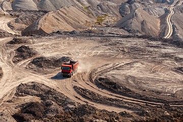 Image showing Excavation site with construction machine