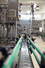 Image showing Many bottles on conveyor belt