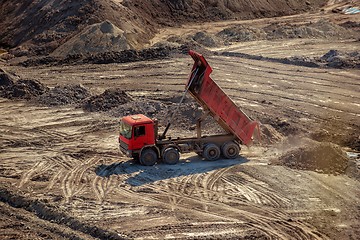 Image showing Excavation site with construction machine