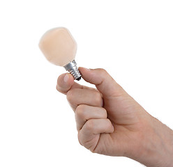 Image showing Hand holding an light bulb 