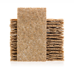 Image showing Stack of crackers (breakfast) isolated