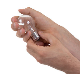 Image showing Hand holding an light bulb 