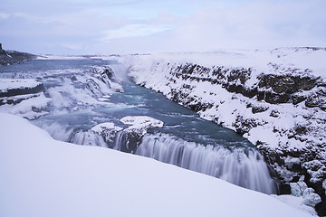 Image showing Waterfall Gullfoss in Iceland, long time exposure