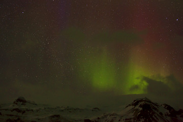 Image showing Different colors of northern lights in Iceland