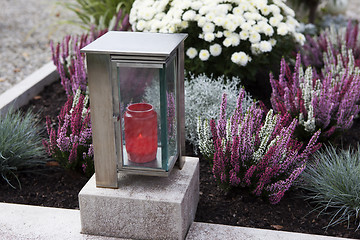 Image showing Candle at a grave