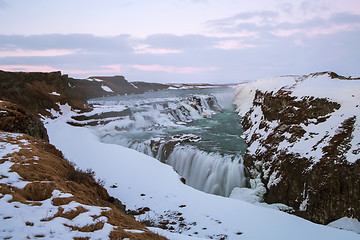 Image showing Waterfall Gullfoss in Iceland, long time exposure