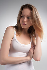 Image showing Attractive sad woman