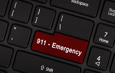 Image showing Red enter button written emergency