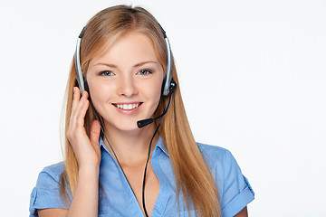Image showing Woman support phone operator in headset
