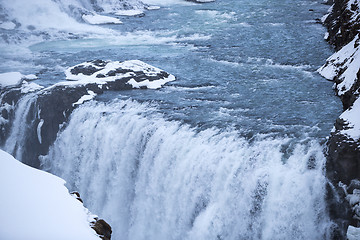 Image showing Closeup of waterfall Gullfoss in Iceland