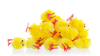 Image showing Abundance of easter chicks, selective focus