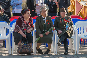 Image showing Women - veterans of World War II on tribunes