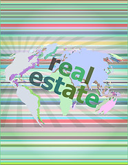 Image showing real estate text on touch screen vector illustration