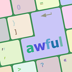 Image showing awful word on keyboard key, notebook computer vector illustration