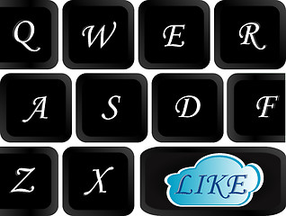 Image showing A like message on enter keyboard for social media concepts. vector