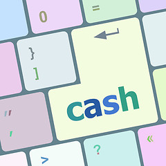 Image showing cash word on keyboard key, notebook computer button vector illustration