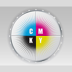 Image showing Digital button with cmyk halftone