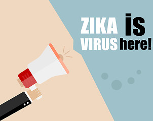 Image showing Hand holding megaphone - Attention ZIKA virus, vector illustration