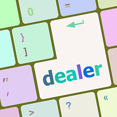 Image showing dealer button on keyboard with soft focus vector illustration
